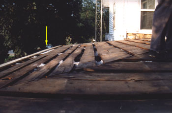 View of roof
without metal sheets